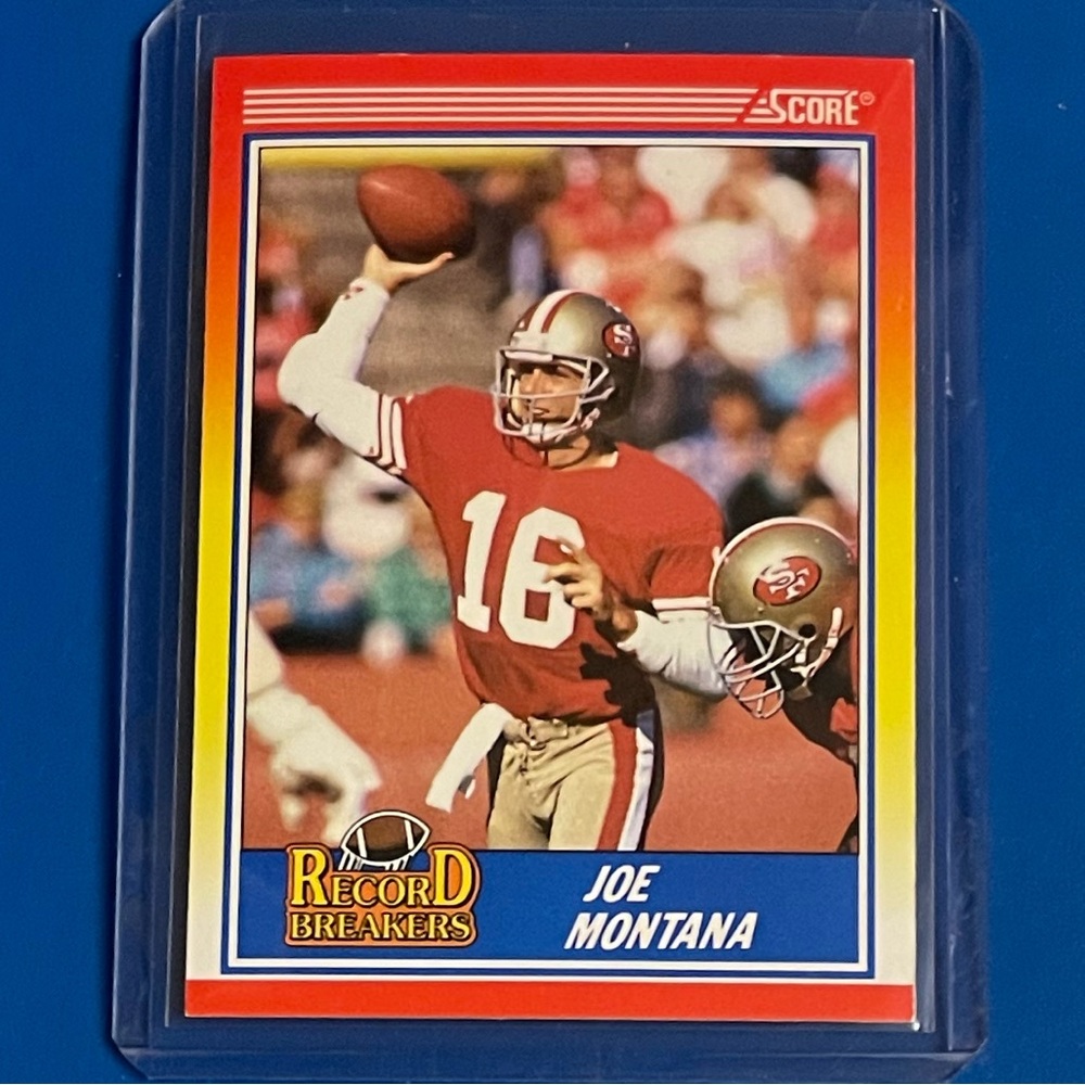 Joe Montana #594 [Record Breaker] 1990 Score Football Trading Card